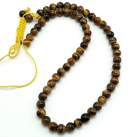 Adjustable Tiger's Eye Gemstone Beaded Necklace Unisex - Picture 1 of 11
